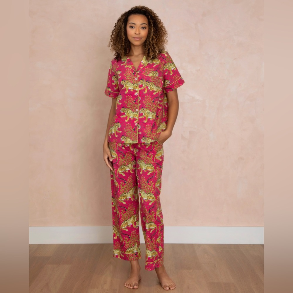 Printfresh Short Sleeve Top & Long Pants Set in Bagheera- Brand New